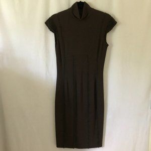 La Perla Dark Brown Mockneck Sheath Dress, Vintage